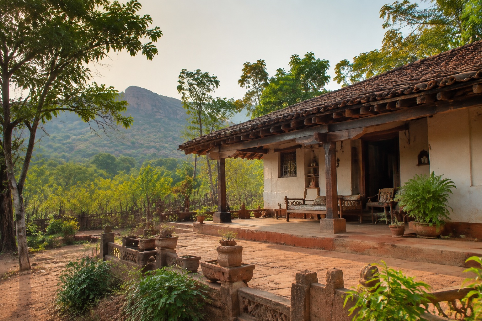 A regionally inspired homestay setting in Chhattisgarh