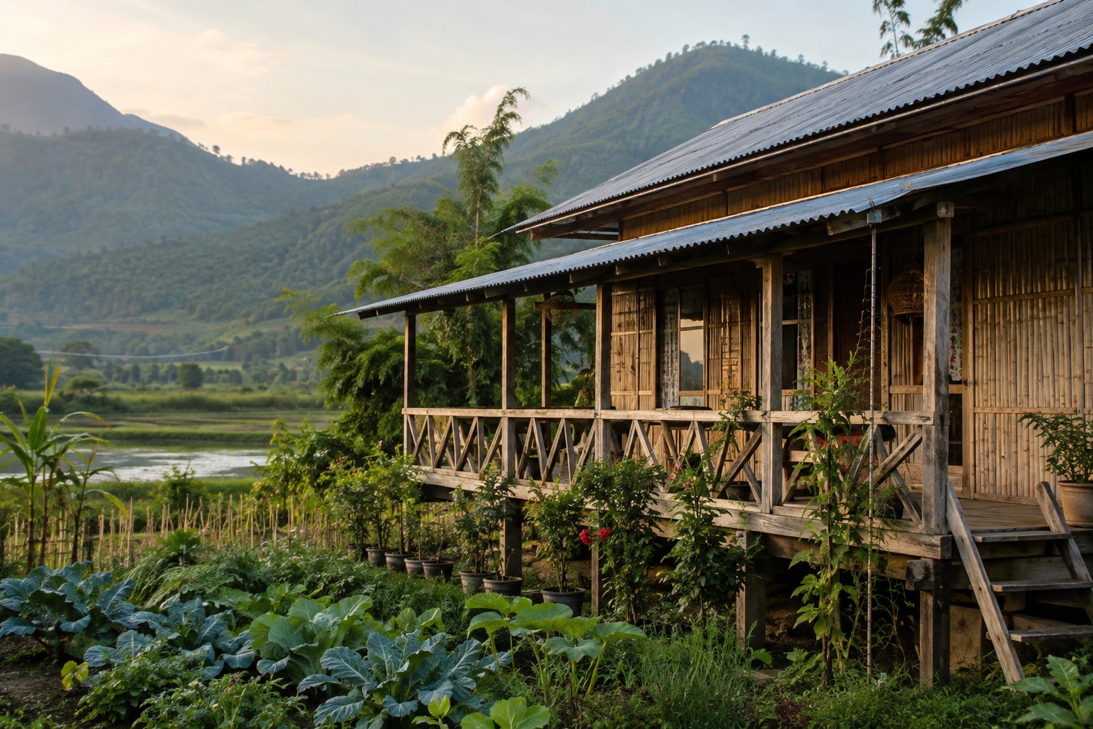 A regionally inspired homestay setting in Manipur