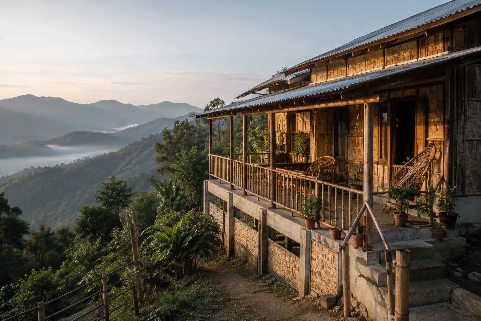 A regionally inspired homestay setting in Mizoram