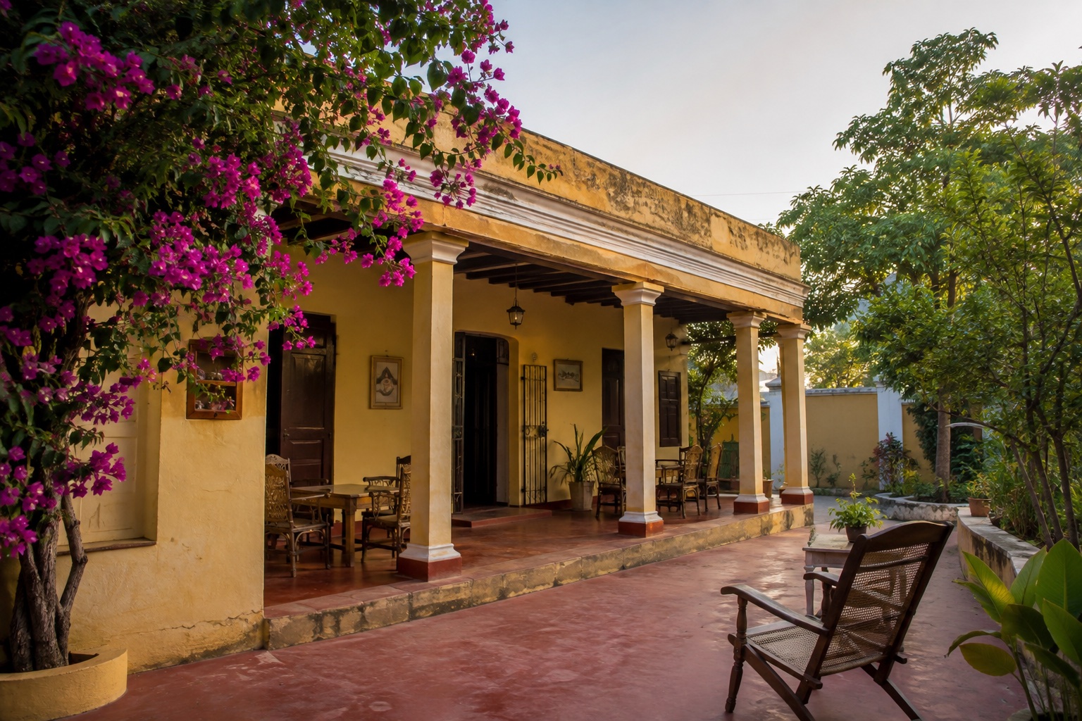 A regionally inspired homestay setting in Puducherry