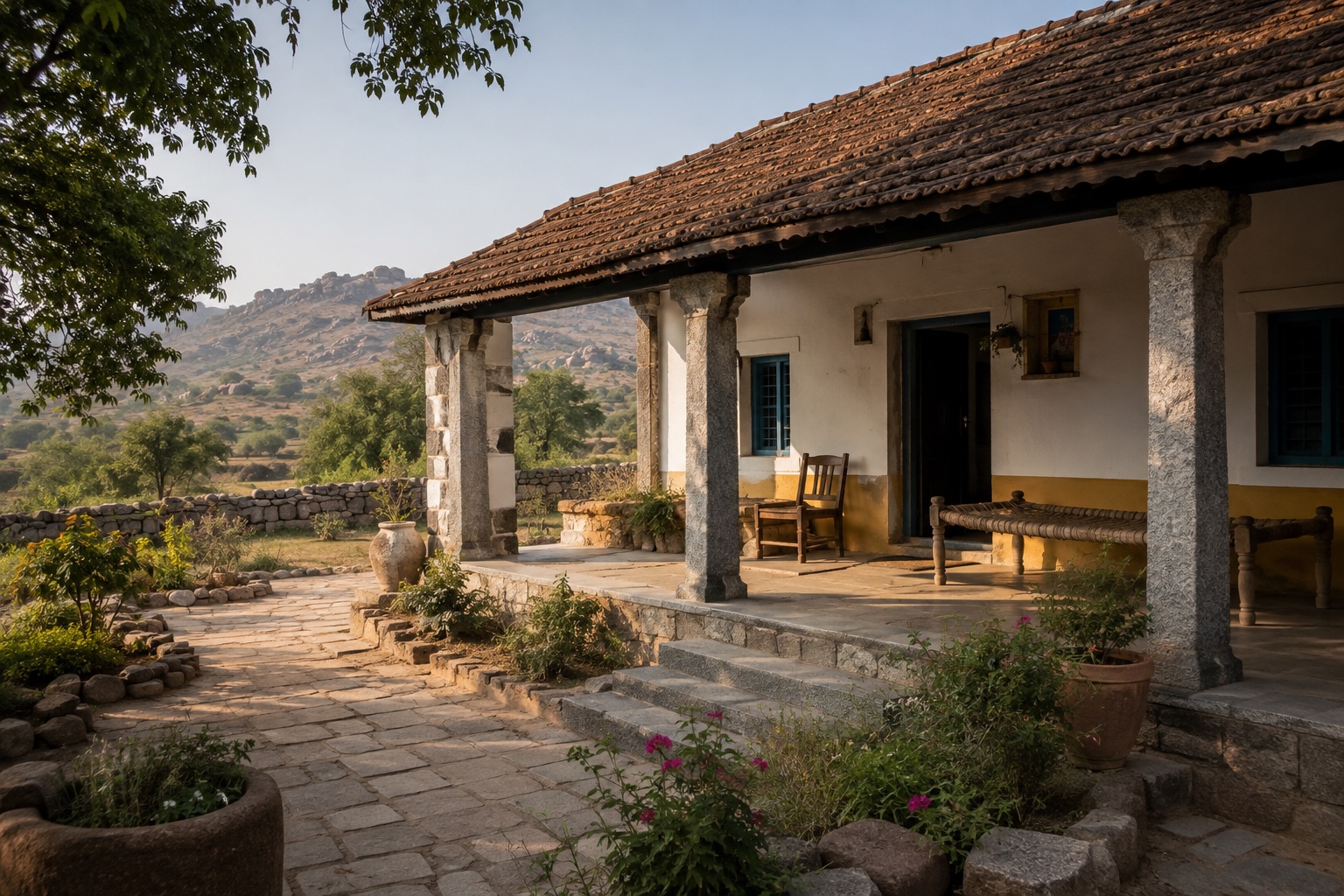 A regionally inspired homestay setting in Telangana