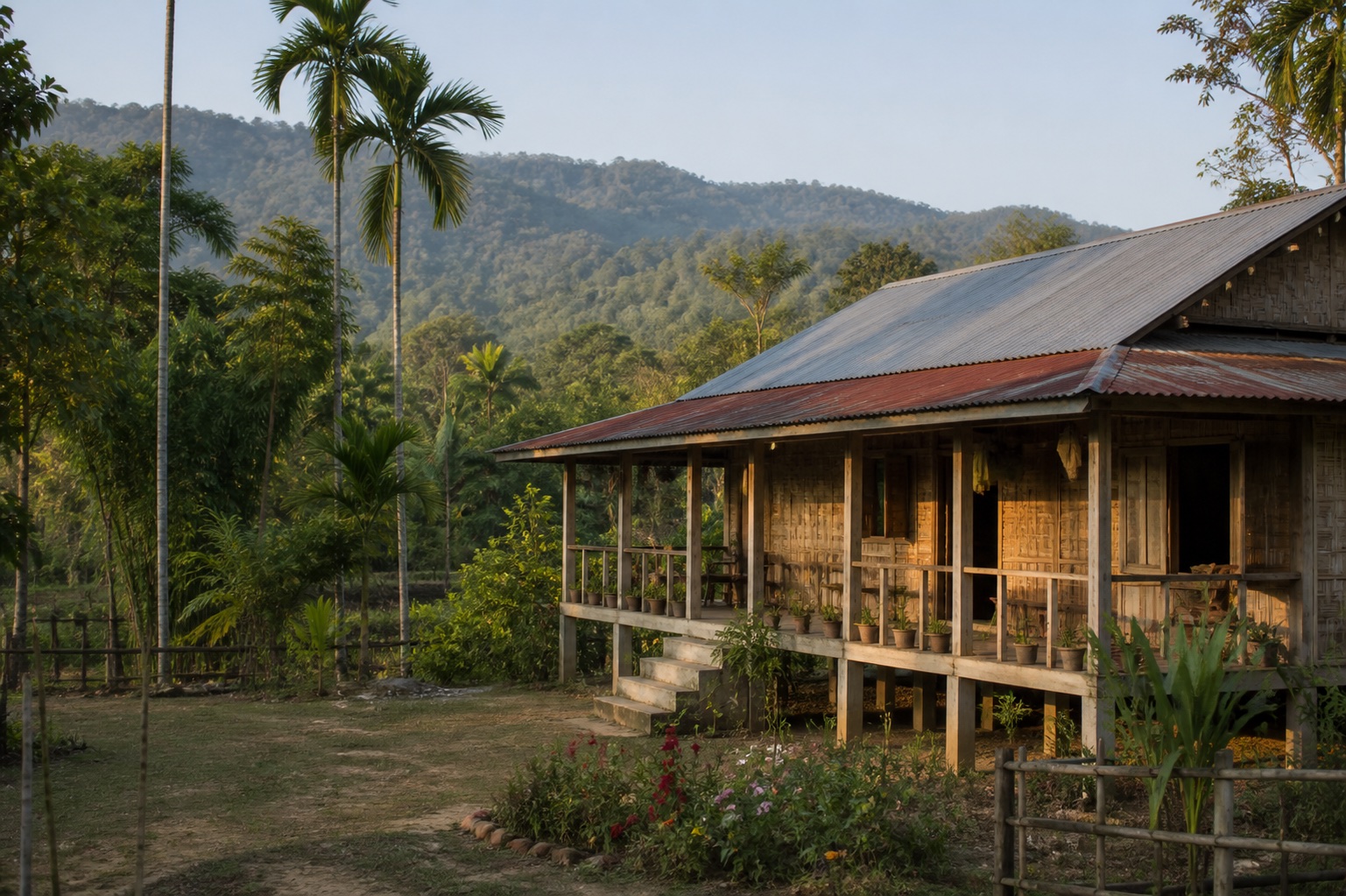 A regionally inspired homestay setting in Tripura