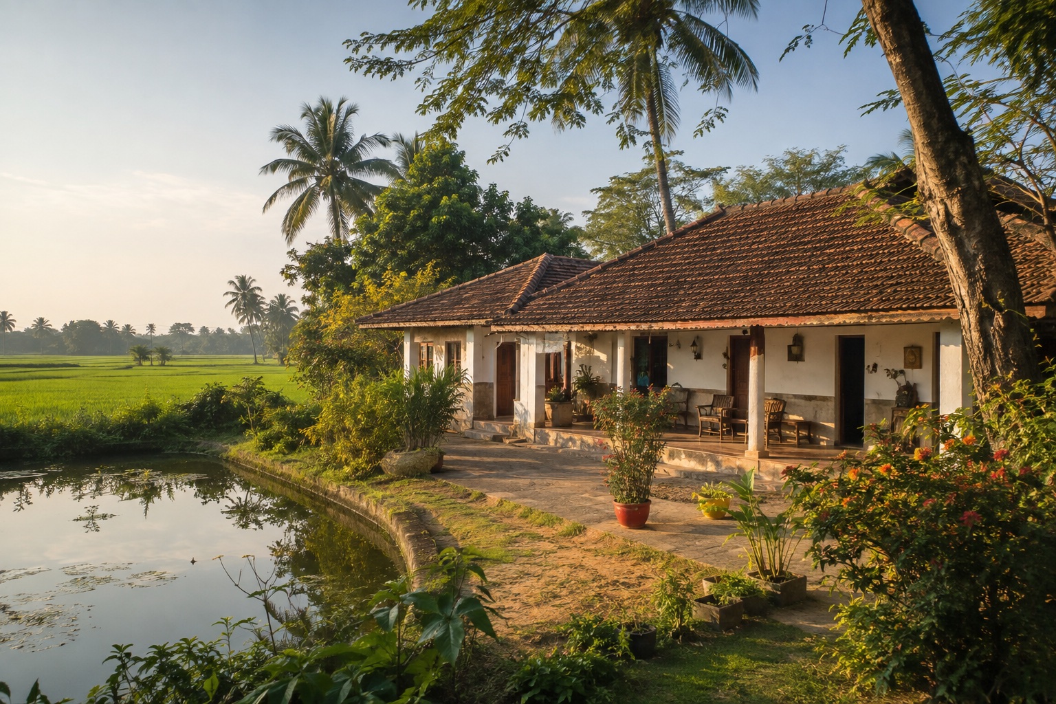 A regionally inspired homestay setting in West Bengal
